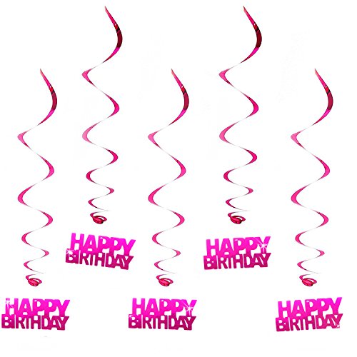 Oblique-Unique® Hänge-Deko Happy Birthday Geburtstag - mit Bänder und Ösen 5er Pack