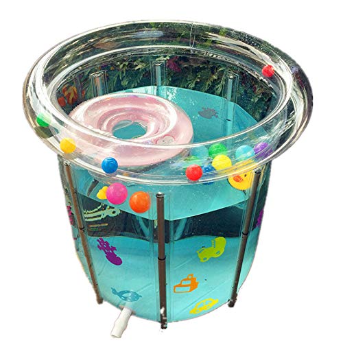 Preisvergleich Produktbild BBLCX Baby Aufblasbare Badewanne Faltender Baby Swimmingpool Mit Halsring Metallrahmen Aufblasbarer Transparenter Baby Bad Eimer