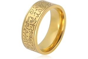 UNIFT Bague pour homme et femme 8 mm en acier inoxydable pour prière musulmane islamique