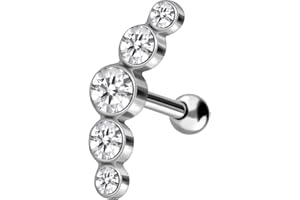 PIERCINGLINE Chirurgenstahl Ohrpiercing - langlebig & hautfreundlich - stylischer Ohrschmuck - Helix Stecker - 5 Kristalle