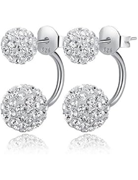 TININNA Kristall Shamballa Kugel 925 Sterling Silber Ohrstecker Ohrringe Ohrhaken Ohrschmuck