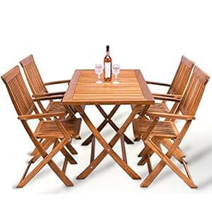 Wooden Garden Dining Table and Chairs Set 100% Acacia Hardwood 4 Seater