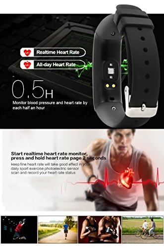 ROGUCI 0.86 „OLED Bluetooth Wearable Smartband, wasserdichtes IP67 intelligentes Armband Wristband, Blutdruck-Monitor, Puls-Monitor,Grau - 5