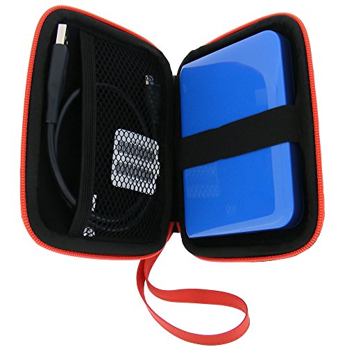 igadgitz Rot EVA Hart Tasche Schutzhülle für Western Digital My Passport Ultra, Ultra Metal, Air, Mac, X & WD Elements 500GB 1TB 2TB 3TB Tragbare Externe Festplatte Etui Case Cover - 2