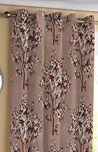 Jiyansh D?cor 7Ft Curtains for Door Set of 2 | Superb New Tree Design Printed Panels and Drapes for Decoration | Curtains for Living Room Kitchen Hall,(Coffee Tree, 4 x 7 Feet)