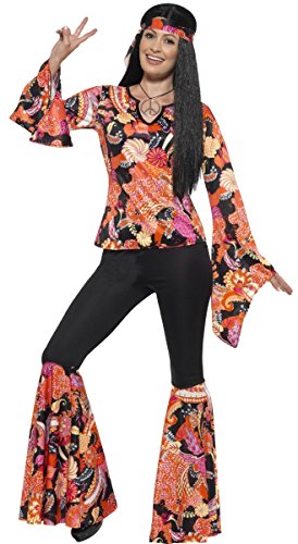 Ladies Orange Hippy Hippie 60s 70s 1960s 1970s Decades Flares | Desertcart  BAHRAIN