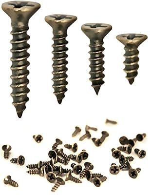 Fuxxer.eu fuxxer® – 100 x Antique en bois de Vis | laiton bronze patiné | Croix Tête de Vis de Verticale de soi schne idend | 2 x 6 mm/8 mm/10 mm/3 x 14 mm, Lot de 100