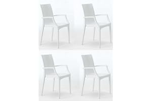 buybuy Sedie In Resina Da Giardino E Da Esterno Polipropilene Stile Rattan Con Braccioli Da Terrazza Impilabili Bianco Set Da 4