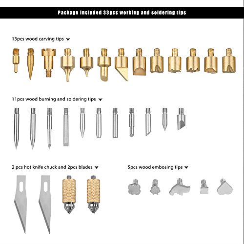 Holz Burning Pen Kit Lötkolben Pen Kit Full Set Löten Carving Prägung Tipps Hot Blade Holz Handwerk Werkzeug Set für Holzbearbeitung / Leder / Cork 37pcs EU Plug - 2