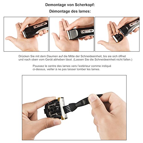 Haarschneider Maschine set Profi Netz-Akku 3 Std. Betriebszeit LCD Anzeigedisplay Turbo Boost Funktion Keramik-Titan-Messer schwarz - 5