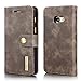 Produktbild Samsung Galaxy A3 2017 Hülle, MKOAWA Echtes Rindsleder Folio Flip Wallet Case, Magnetische Abnehmbare 2 in 1 Abnehmbare Retro 3 Kartensteckplätze für Samsung Galaxy A3 2017 (Grau)