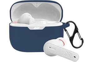 Seltureone Silikon Hülle Kompatibel für JBL Tune 230 NC TWS, Front-LED Sichtbar, Weicher, Rutschfester, Stoßfester 360 Grad Rundum Schutzhülle – Blau