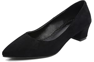 MJIASIAWA Donna Ufficio Serata Vestito Appuntito Senza Chiusura Tacco A Blocco Pump