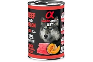 CT-TRONICS Alpha Spirit Alimento Húmedo Premium Perros 6 latas x 400Gr (Ternera con Melon)