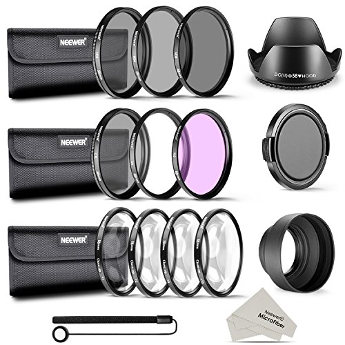 Neewer Filtro de Camára Lente 58mm Completo Kit Accesorios para CANON EOS REBEL 700D 650D 600D 550D 500D 450D 400D 350D 100D (T5i T4i T3i T2i T1i XSi XTi XT SL1)