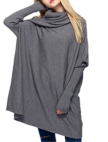 Vogstyle Donna Mucchi Collo Maglieria Stile-1 Grigio