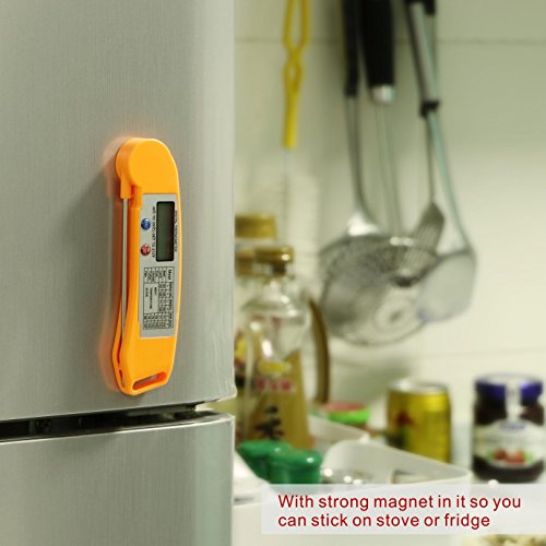 MANLEHOM Hausmannskost Grill Fleischthermometer ultraschnelle digitale elektronische thermometer mit klappbaren interne Sonde (orange) - 7
