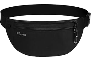 RYACO Money Belt for Men & Women Travel Hidden Wallet Secure RFID Blocking Waterproof Pouch for Passport, Cards, Cash& Phone Adjustable& Wearable Slim Waist Bag Under Clothes