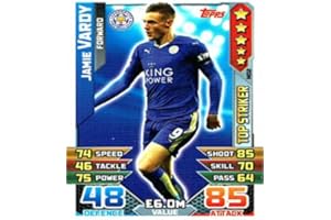 TOPPS MATCH ATTAX EXTRA 2015/16 - JAMIE VARDY TOP STRIKER FOOTBALL CARD (KID, TEEN) (SPORTS) (2.5 X 3.5 INCHES) (NO BATTERIES REQUIRED)