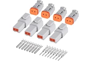 Nachlesy 2 Pin DT Wiring Sealed Connectors,10 Kit Waterproof Electrical Wire Connection Contacts, 14-20 gauge Wire Quick Disconnect Plugs Sockets, 13 Amps Male Female Housing for Auto,Motorcycle