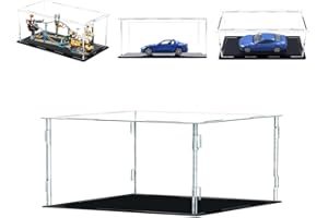 MEEC Vetrina in acrilico trasparente, showcase con base nera, vetrina di protezione antipolvere per action figure, giocattoli da collezione (16,5 x 10 x 10 cm)