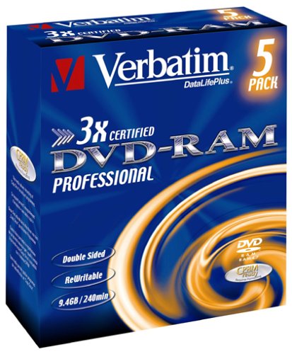 Verbatim DVD-RAM 3x Speed Cartridge Type 4 Double Sided (removable) 5er Pack 9,4GB DVD-Rohlinge