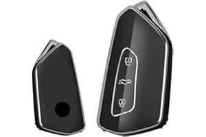 ontto Etui na kluczyki samochodowe, pasuje do VW Golf 8, MK8, ID.3, ID.4, Tarraco, Ateca, Skoda, Octavia A8, Seat, Leon, MK4, TPU, silikonowe etui na klucze, etui ochronne, brelok, akcesoria, srebrne,