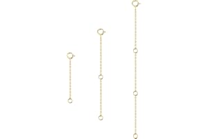 ALEXCRAFT Pack of 3 chain extensions, gold, silver, 14 carat gold plated extension chain, necklace, anklet bracelet, extension chain for women and men, jewellery making, 123/246 inches, Brass, No