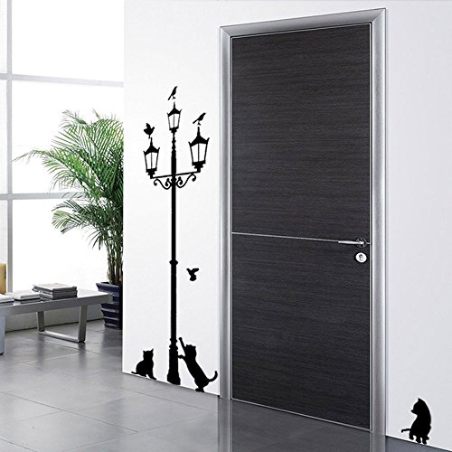 TOOGOO(R) 3 kleine Katze unter Strassenlaterne DIY Wandaufkleber Wallpaper Art Decor Wandtattoo Zimmer Wandbild(schwarz) - 3