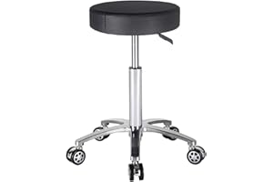 Antlu Rollhocker Höhenverstellbar Hocker Mit Rollen Drehhocker Arbeitshocker Bürohocker Sitzhocker (schwarz)