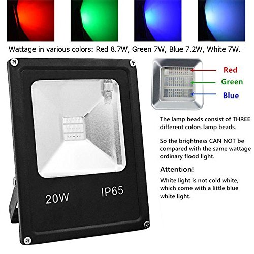 GLW 20W RGB Fluter mit Fernbedienung,Außenleuchten Wasserdicht IP65,Farbwechsel LED Flutlicht,4 Modi 16 Farben,Memory-Funktion LED Strahler,Garten Deko Beleuchtung,Gartenleuchte Projektor,Europäischer Stecker - 4