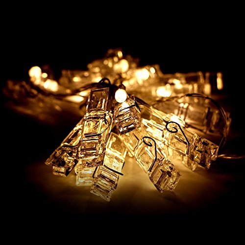 cuzile LED Foto Clip Lichterkette Batteriebetrieben Bild Kleiderbügel warmweißes Licht mit 20 Foto Clips perfekt für hängende Bilder, Notizen, Karten, Memos und Kunstwerke - 7