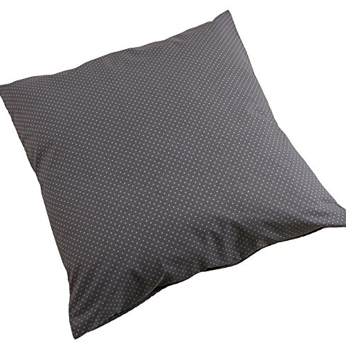 Kissenbezug 40×40 cm, Punkte 2 mm, Weiß auf Grau, Baumwolle, Reißverschluss, Tupfen, gepunktet, Kopfkissen, Dekokissen, Kopfkissenbezug, Kissenhülle, Kissen, Sofakissen, Couchkissen, Sitzkissen - 3