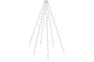 ‎SPETEBO Spetebo Lichterkette für Fahnenmast und Weihnachtsbaum - 800 cm Länge - mit 400 LED in warm weiß - Garten Beleuchtung Fahnenstange Baum Überwurf für Außen inklusive Heringe