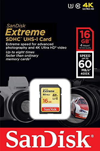SanDisk Extreme SDHC 16GB bis zu 60 MB/Sek, Class 10, U3 Speicherkarte - 4