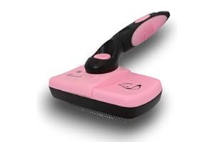 TDL Market Spazzola Autopulente per Cani e Gatti con Punte Morbide in Acciaio Inox, Comoda ed Ergonomica (Rosa)