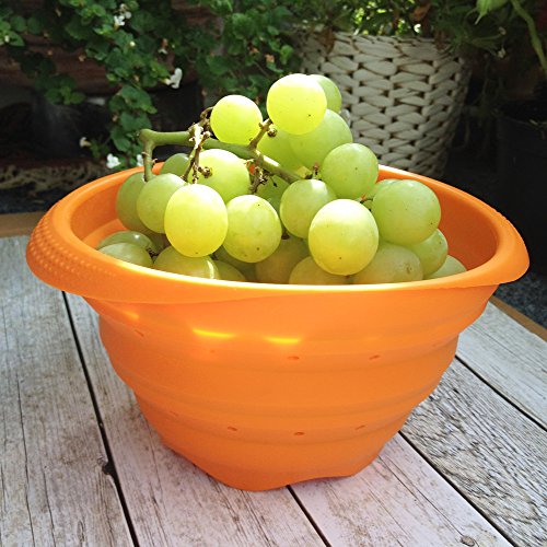 2er-Set faltbarer Platin-Silikonseiher, Hohe Qualität aus 100% Platin-Silikon, Silikonsieb (Ø14 cm, 1L, Große: Klein) & Medium (Ø18 cm, 2L, Große: Medium), Falbarer Seiher, Sieb Faltbar, Küchensieb, Abtropfsieb, Collapsible Silicone Colander, Strainer (Small & Medium) - 2