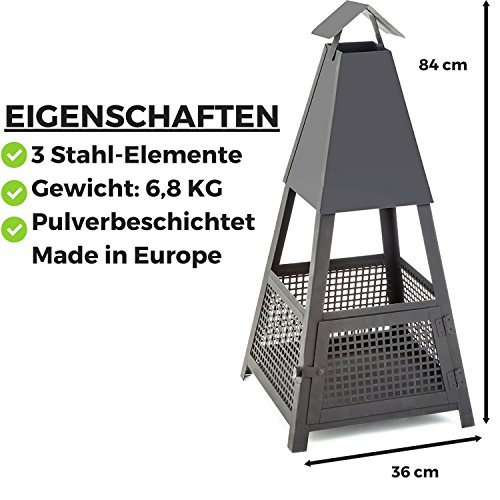 Terrassenkamin im eleganten Pyramiden-Design, dekorativer Wärmespender, sekundenschneller Auf- und Abbau ohne Werkzeug, schwarzmatter Hingucker, Dekoration für den Innenbereich, Terrassen-Ofen, Gartenkamin, Feuerstelle für Garten und Terrasse - 6