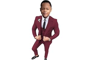 LEADER OF THE BEAUTY Costume de mariage formel pour garçon - Blazer et pantalon - Blazer à un bouton - Pantalon pour enfants