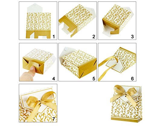 100tlg Gäste Kartonage Hochzeit Party Geschenkbox Tischkarten Box Gold - 2