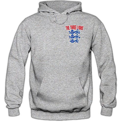 England EM 2016 #5 Hoody | Fußball | Herren | Three Lions | Trikot | Nationalmannschaft, Farbe:Graumeliert (Greymelange F421);Größe:S