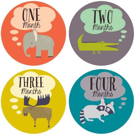 Lucy Darling Monthly Baby Stickers - Gender Neutral - Retro Animals - Months 1-12