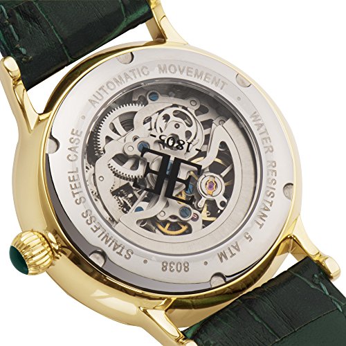 Thomas Earnshaw Armagh Men's Automatic Watch with Green Dial Analogue Display with Green Leather Strap ES-8038-06