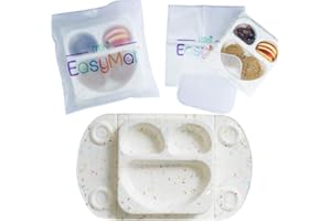 EasyMat Mini Portable Silicone Baby Suction Plate by EasyTots | Lid and Carry Case Included | Travel Friendly | Perfect Placemat for High Chair Feeding & Baby Led Weaning (Sprinkles)
