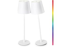 Faithorse Cordless Table Lamp 2 Pack, 5200mAh Battery Operated Table Lamps IP54 Waterproof Desk Lamp with RGB Color Changing Rechargeable Night Light Touch Control Bedside Lamp for Bedroom(White)