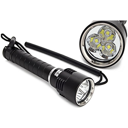 SOOJET Lampe Torche de Plongée, Étanche jusqu'à 100 m, Vidéo / Photographie Torche, Parfait pour la plongée, la randonnée, le camping, la pêche, la grotte (Batterie incluse)