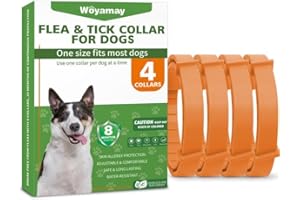 Woyamay Collier Anti Puces pour Chien, 4 Pièces Collier Anti Tique Chien Réglable Résistant à l'eau, 8 Mois de Protection Naturelle Collier Chien Anti Puces et Tiques pour Chien Tous âges, Orange