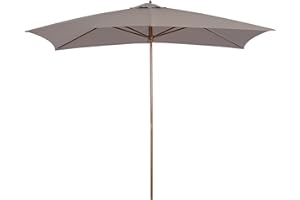 SOLD BY MHSTAR Outsunny 2 x 3m Wooden Garden Parasol Umbrella Outdoor Sun Shade Canopy, Table Market Umbrella with Vent, 38 mm Pole, Rope Pulley Mechanism
