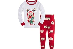 TEDD Unisex Pijamas Niño Niña Navidad Algodon Manga Larga Infantil Ropa a Juego Conjunto Edad 1-12 Años