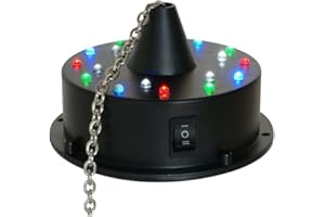 BeamZ Motor 18 luces LED para bola de discoteca alimentado por pilas, modo de audio/automático, bola de espejos, efecto de luz de DJ, esfera de PVC, bola de decoración de espejo.